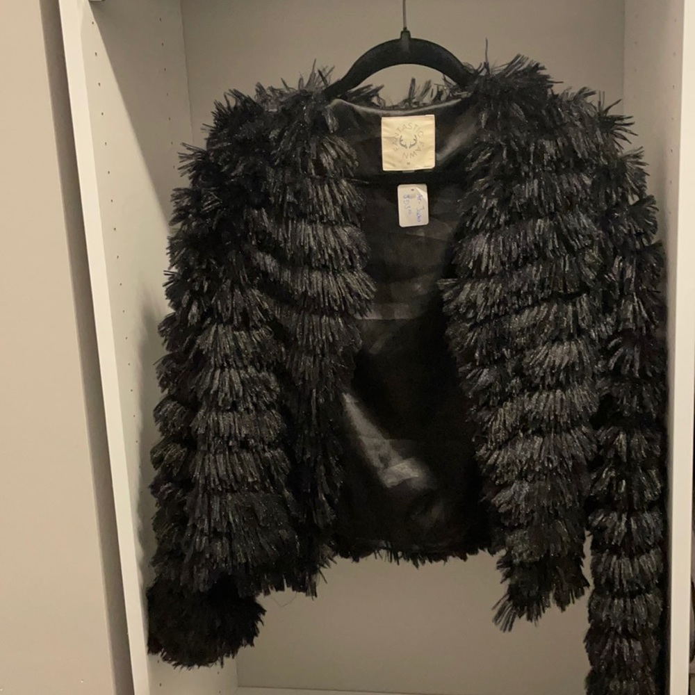 Black feather jacket! NWT.